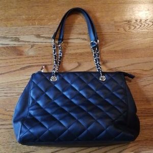 Black faux leather look a like Chanel Purse